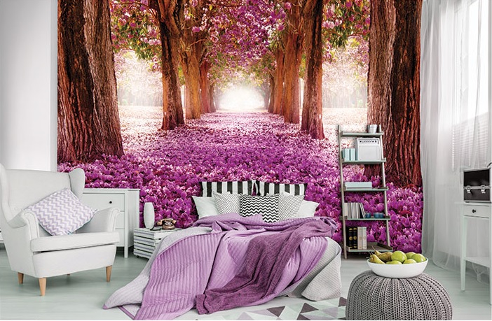 фототапет за спалня снимка розова гора