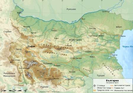 Фототапет релефна карта на България