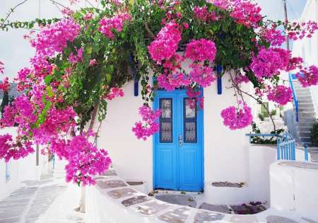14199 - Фототапет розова улица, Гърция