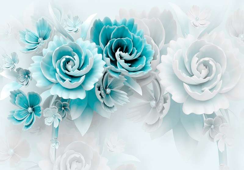 Фототапет 3d рози в синьо 14150