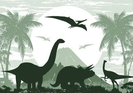 13731 - Фототапет динозаври за зелен фон