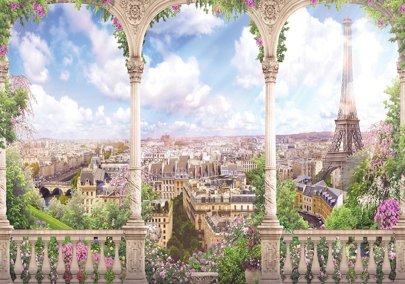 3д фототапет тераса с изглед към Париж